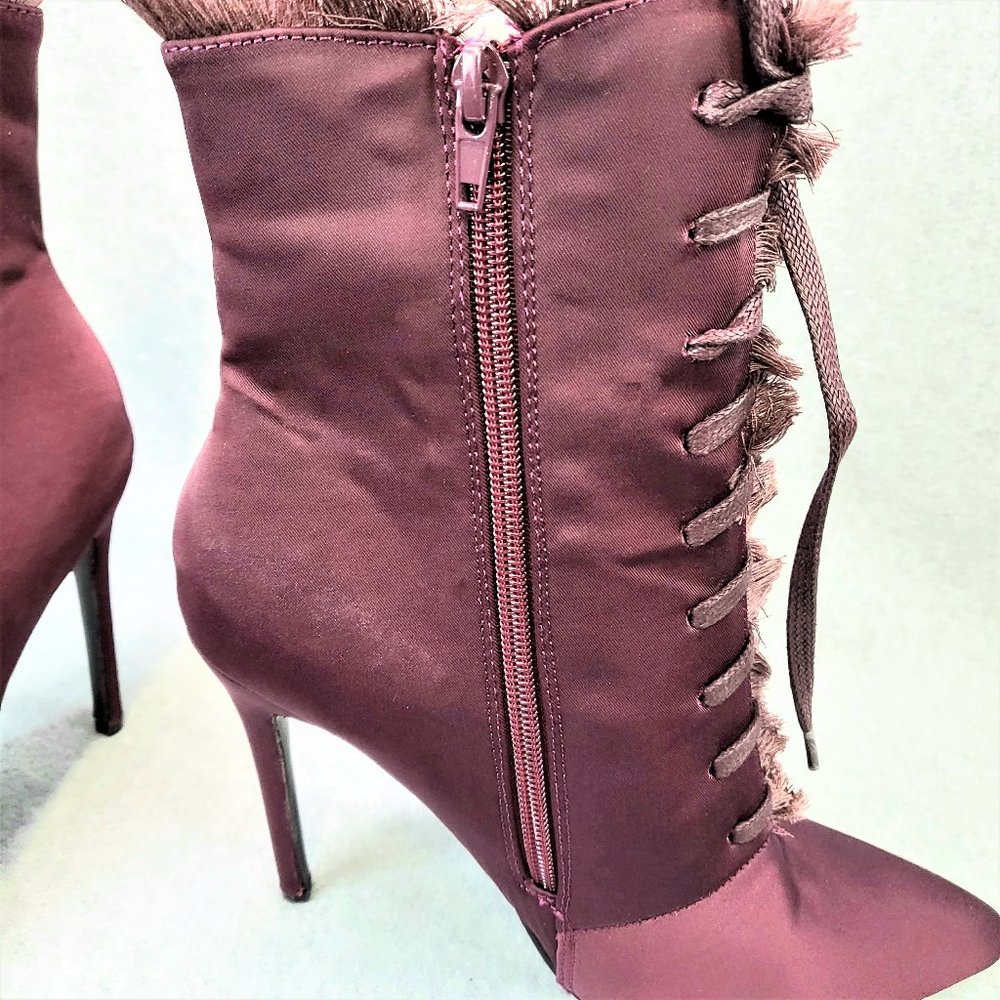 * So Me Purple Wine High Heel Ankle Boot Shoe - Picture 6 of 7